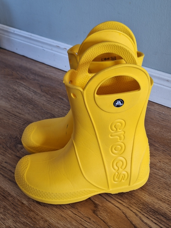 Crocs Kids' Classic Yellow Rain Boots - Picture 2 of 10